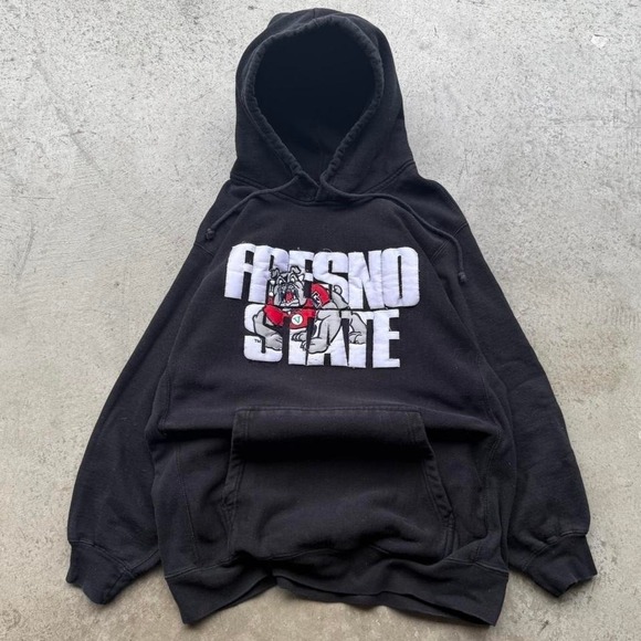 The Unbranded Brand Other - Early 2000s Fresno State Bulldogs College NCAA MV Sports Pro Weave Hoodie L
